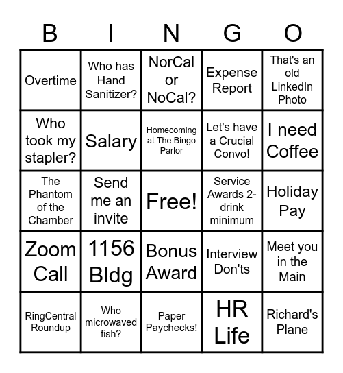 Lewis HR Bingo Card