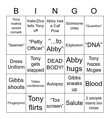 NCIS Bingo v. 2 Bingo Card