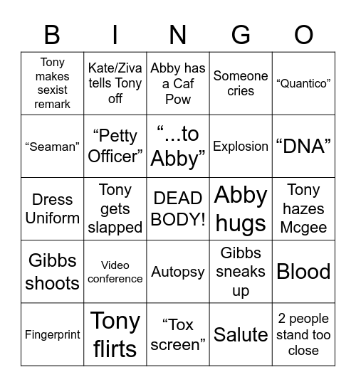 NCIS Bingo v. 2 Bingo Card