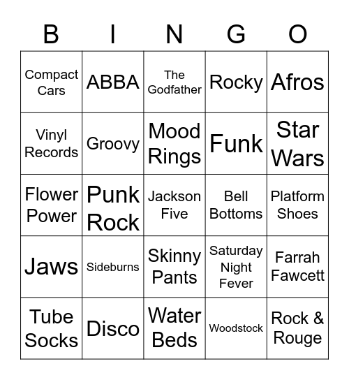 That 70s Bingo! Bingo Card