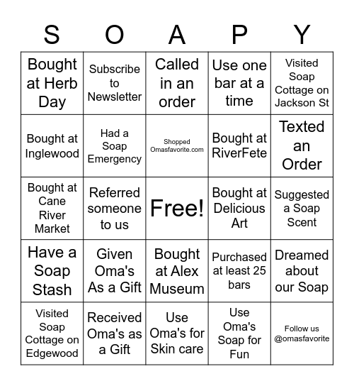 Oma Bingo Card