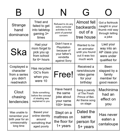 Lamp Bingo Card