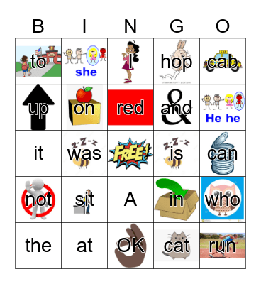 Sight Words Bingo Card