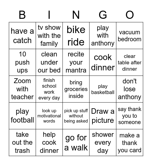 Corona Bingo Card