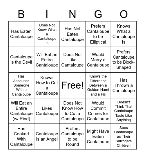 Cantaloupe Bingo Card