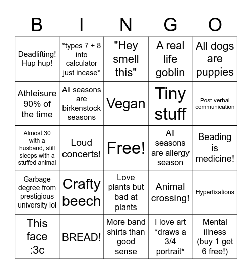 What do you have in common with Melody?? Bingo Card