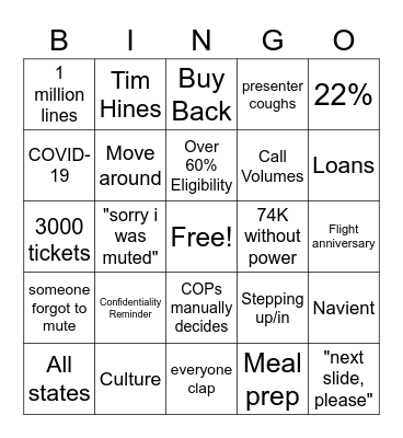 EAH Bingo Card