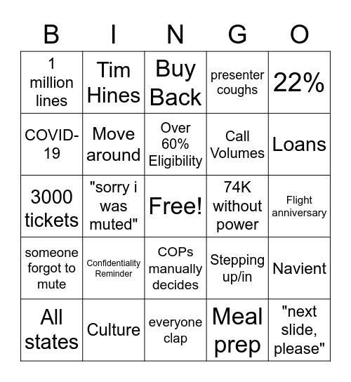 EAH Bingo Card