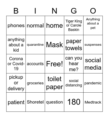 T2 Quarantine Bingo Card