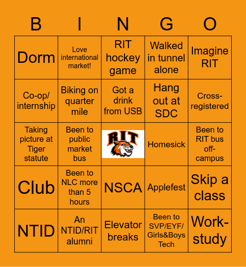 NTID Bingo Card