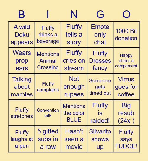 FluffyFlippnDerp BINGO! Bingo Card