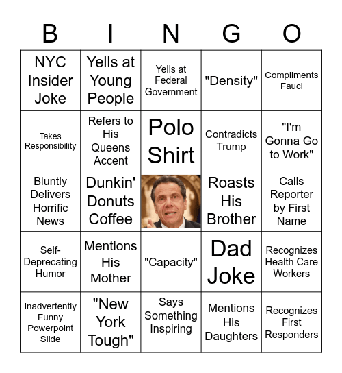 Governor Cuomo Press Conference Bingo Card