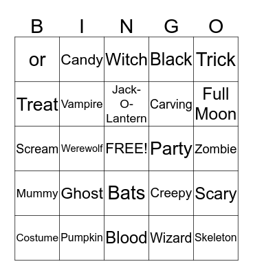 Halloween Bingo Card