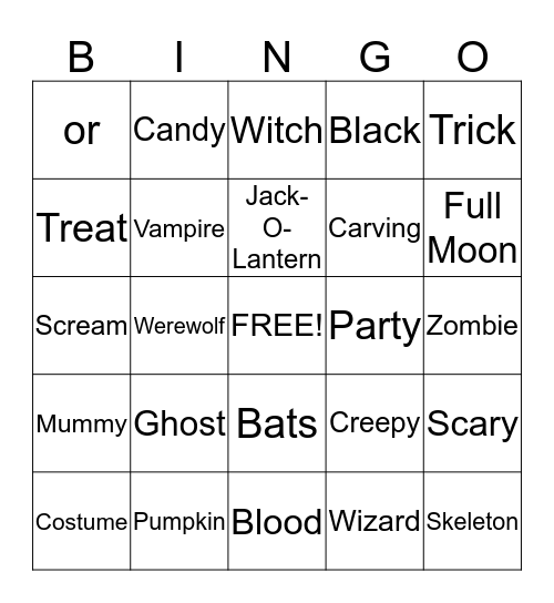 Halloween Bingo Card