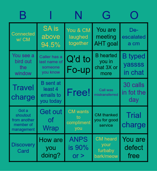 Bailey Bingo Card