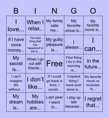 Icebreaker Bingo Card
