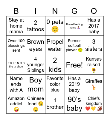 Andrea Bingo Card