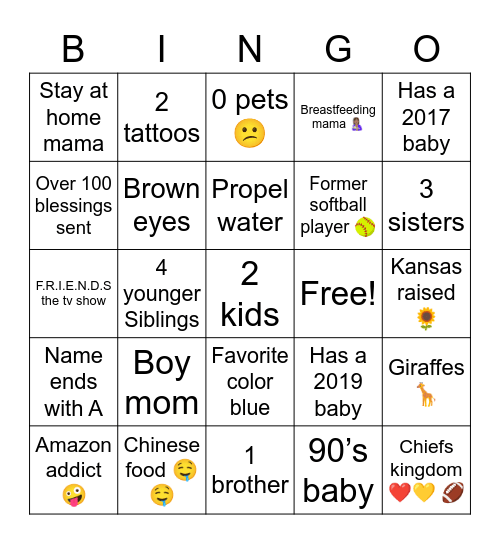 Andrea Bingo Card