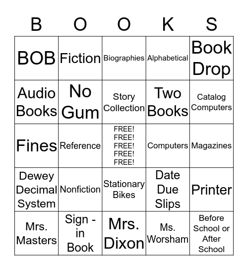 Library Bingo Card