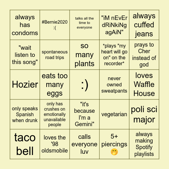 avery bingo Card