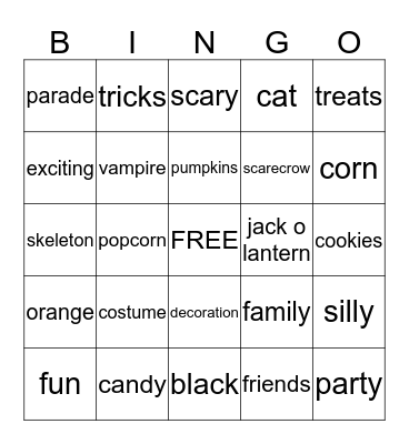 Halloween Bingo Card