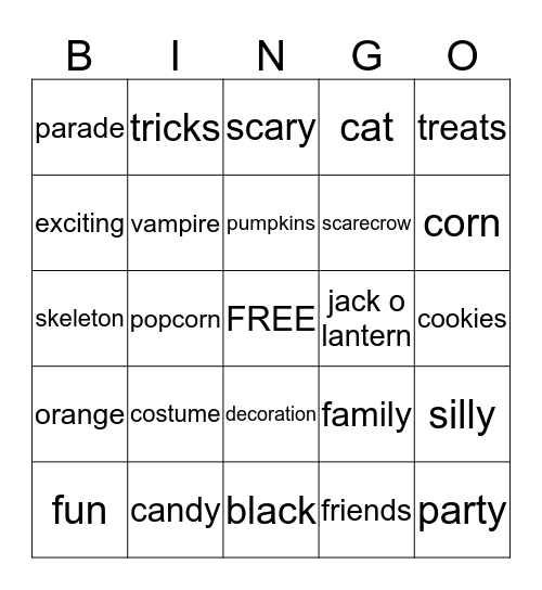 Halloween Bingo Card