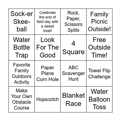 St. Paul's Field Day Bingo Card