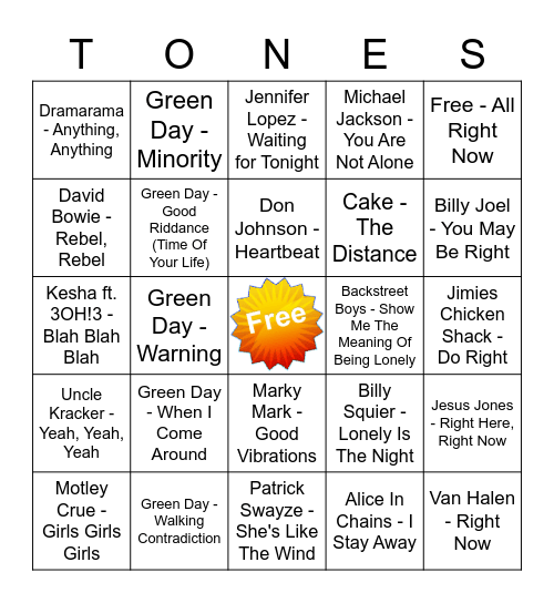 Game Of Tones 4-20-20 Game 3 Bingo Card
