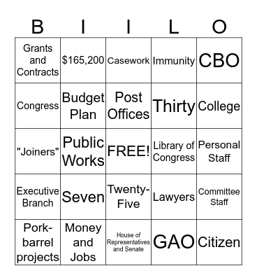 Representing the People Bingo Card