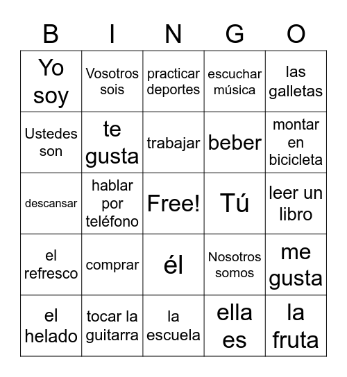 Unidad 1, Lección 1 Bingo Card