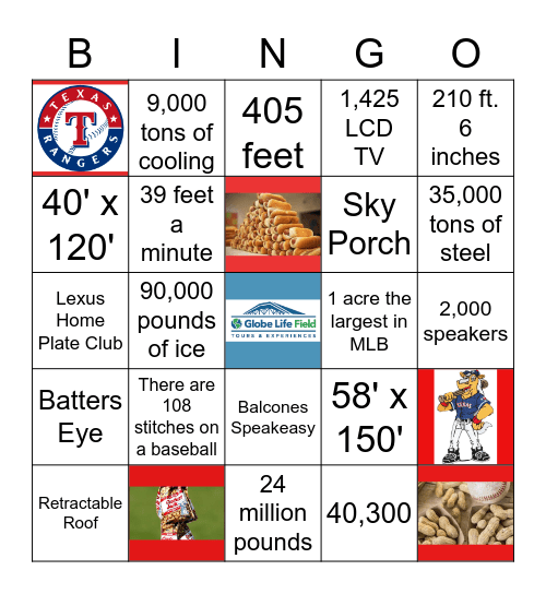 Globe Life Field - Tour Guides Bingo Card