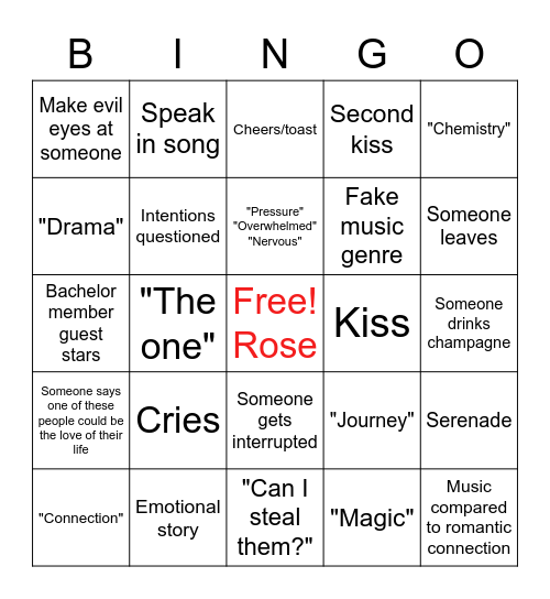 Listen to your Heart Bingo Card