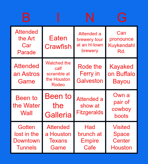 H-Town Edition Bingo Card