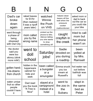 Vande Brake Bingo Card