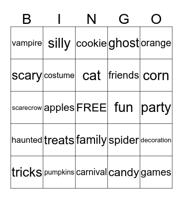 Halloween Bingo Card