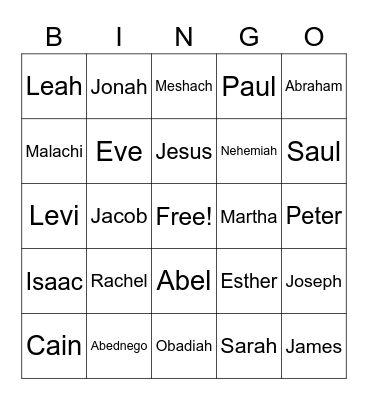 People of the Bible Bingo Card