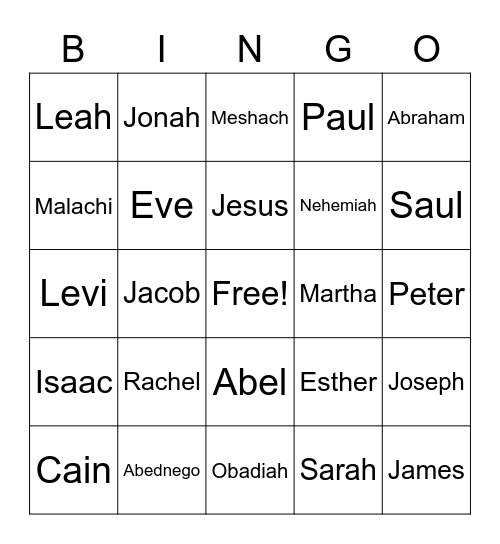 People of the Bible Bingo Card