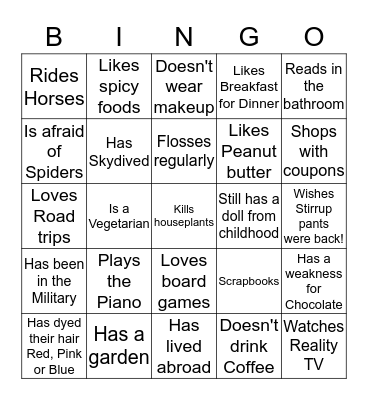 Get to Know You MOPS Bingo Card