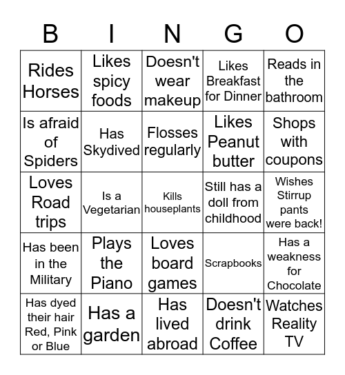 Get to Know You MOPS Bingo Card