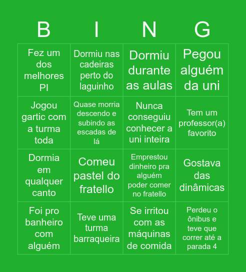 BINGO UNISINOS Bingo Card