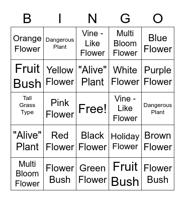 Flower Bingo Card