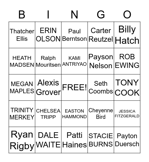 MAPLE VALLEY WARD BINGO Card