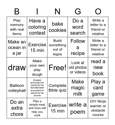 Corona Bingo Card