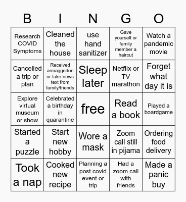 Supplies Finance Quarantine Bingo Card