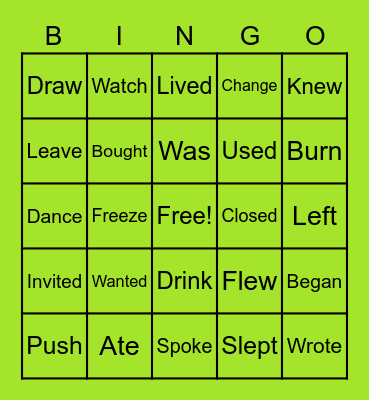 Let´s practice: Verbs! Bingo Card