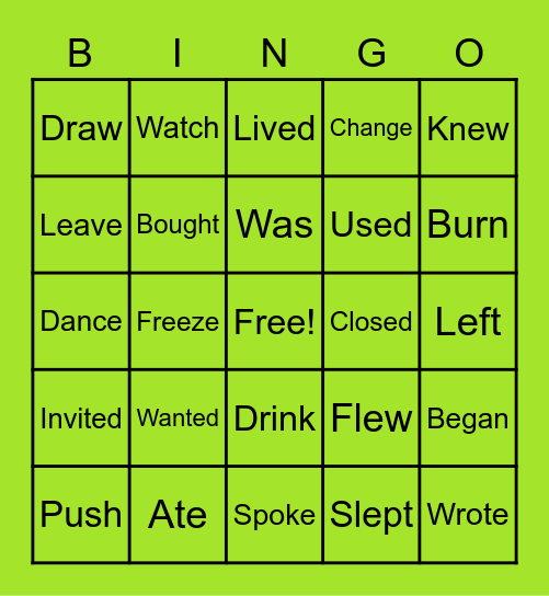Let´s practice: Verbs! Bingo Card