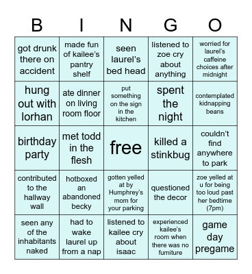 todd house bingo Card