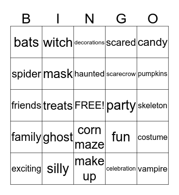 Halloween Bingo Card