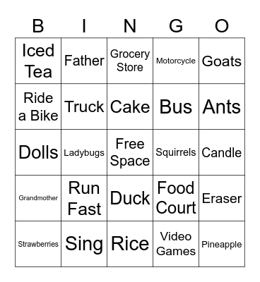 HHH 1 - Homework Bingo Card