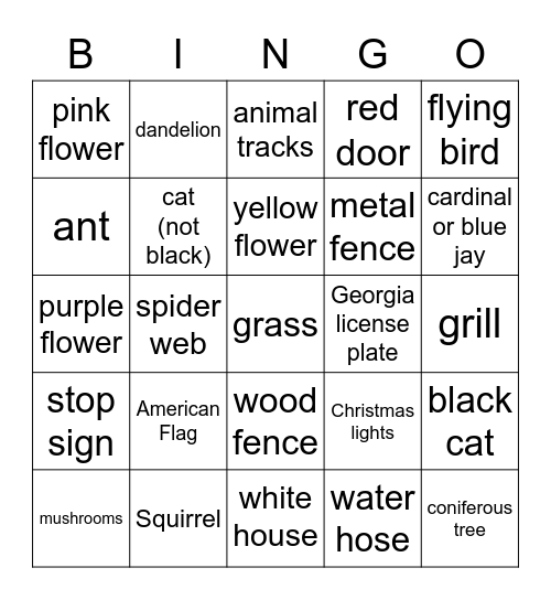 Hope Gardens Bingo Card